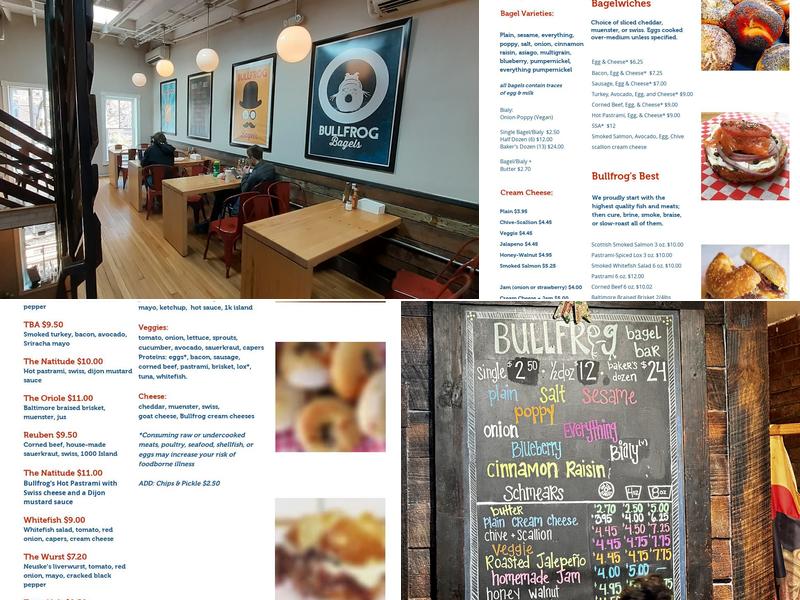 Bullfrog Bagels Menu