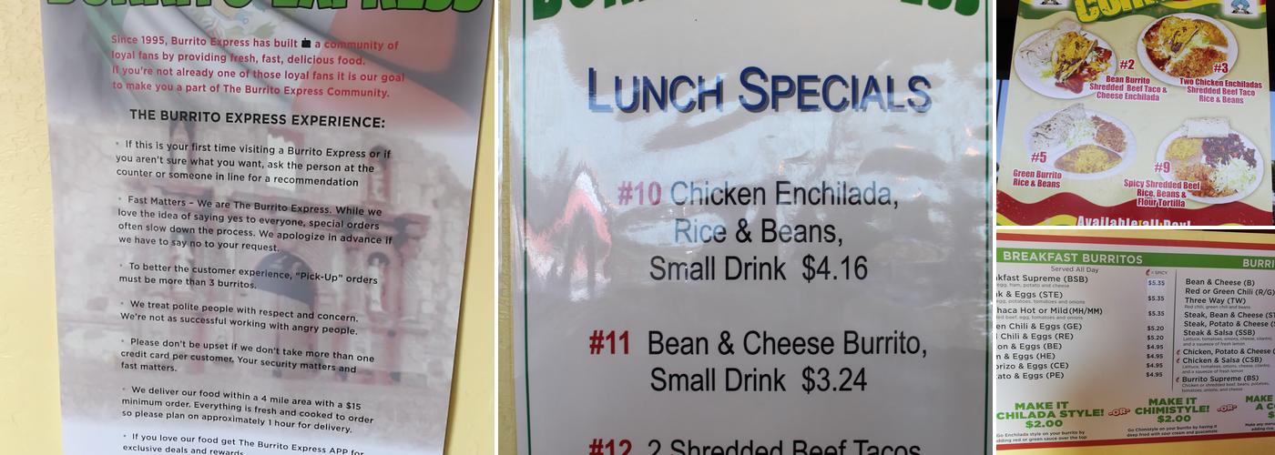 Burrito Express Menu