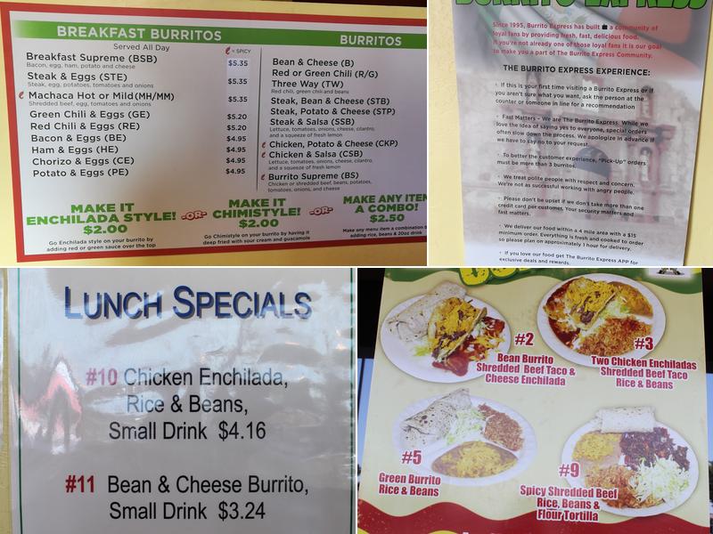 Burrito Express Menu