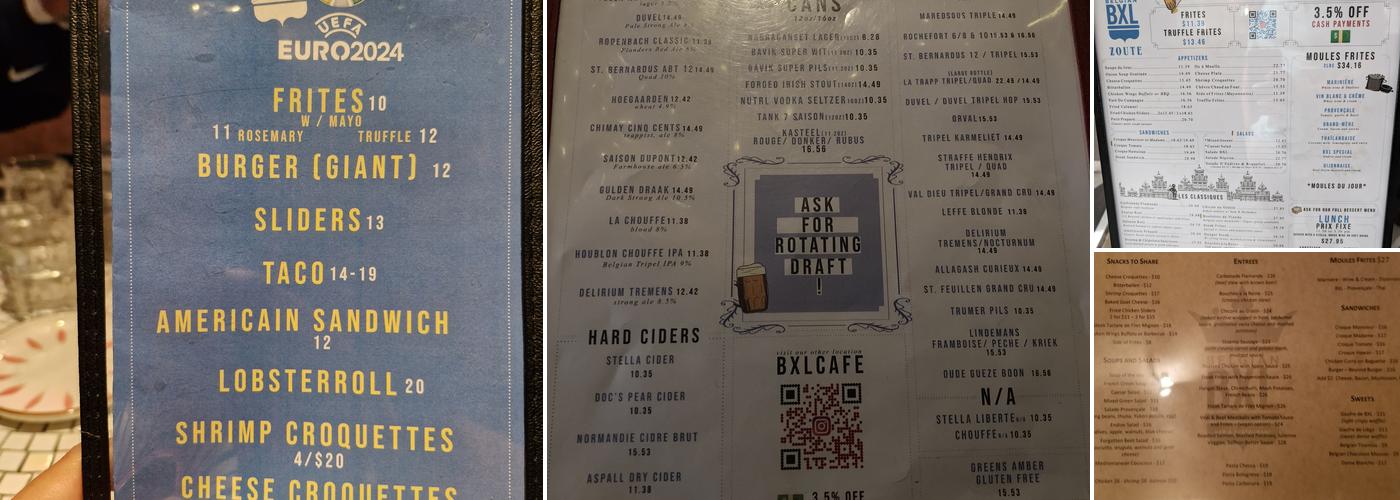 BXL Zoute Menu