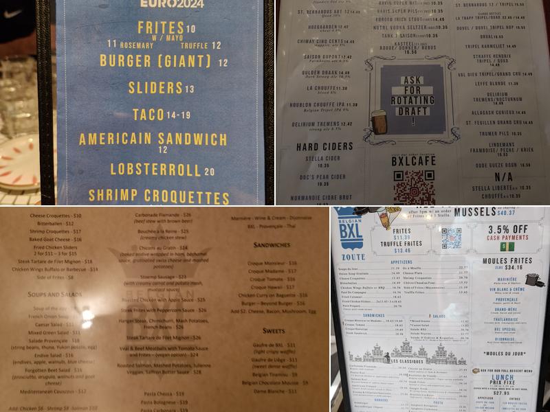BXL Zoute Menu