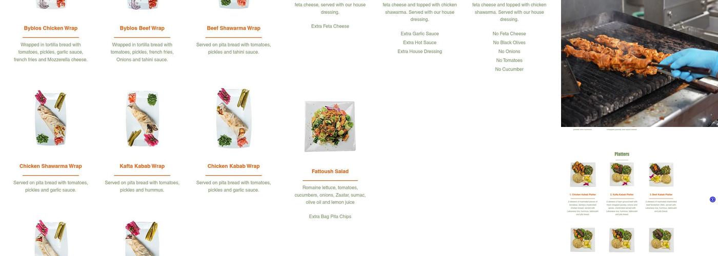 Byblos Mediterranean Grill Menu