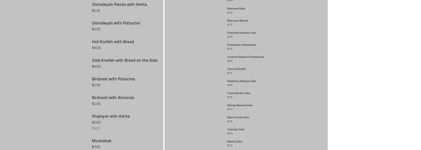 CAESAR`S PASTRY Menu