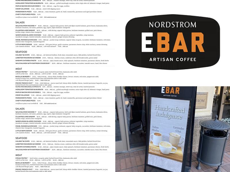Nordstrom Ebar Artisan Coffee Menu