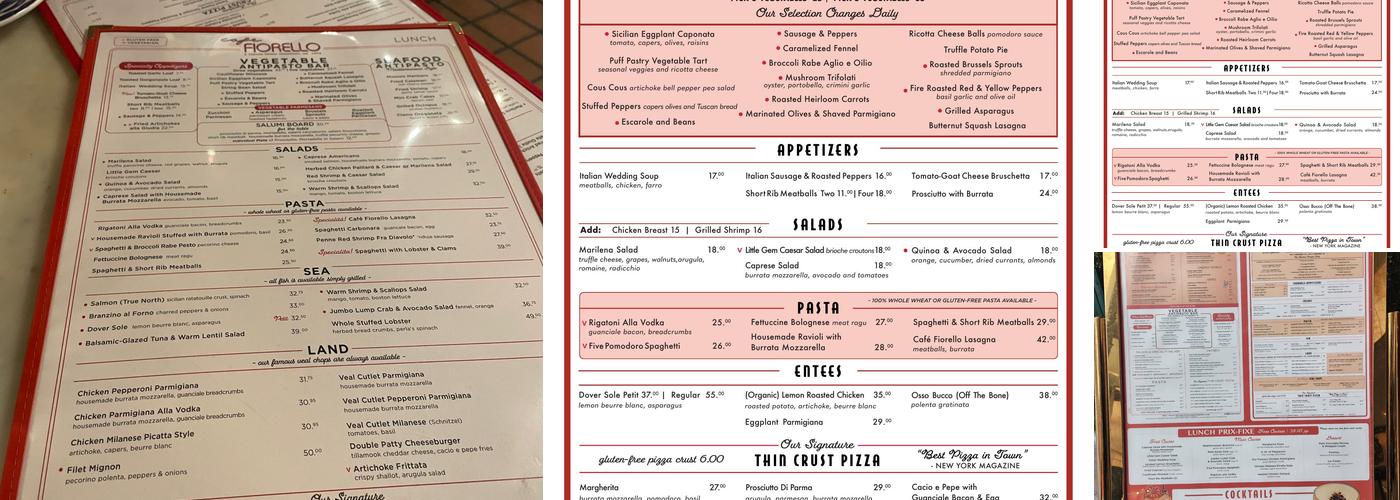Cafe Fiorello Menu