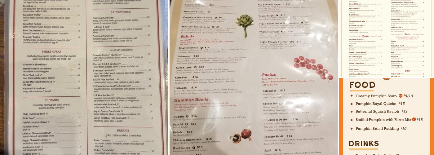 Cafe Landwer Audubon Circle Menu