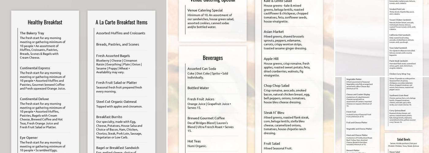 Cafe Venue Fremont Menu