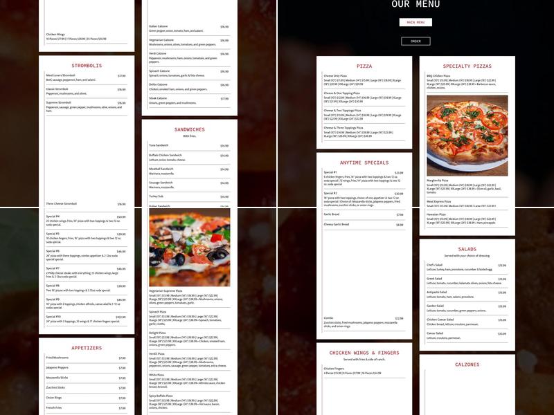 Verdi Pizza Menu