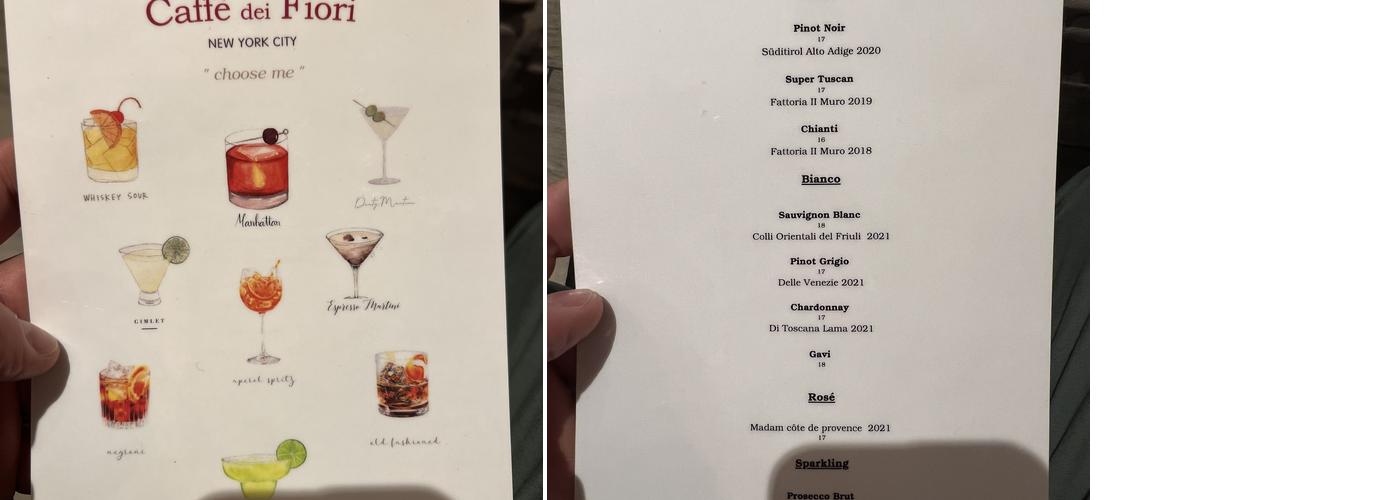 Caffe Dei Fiori Menu