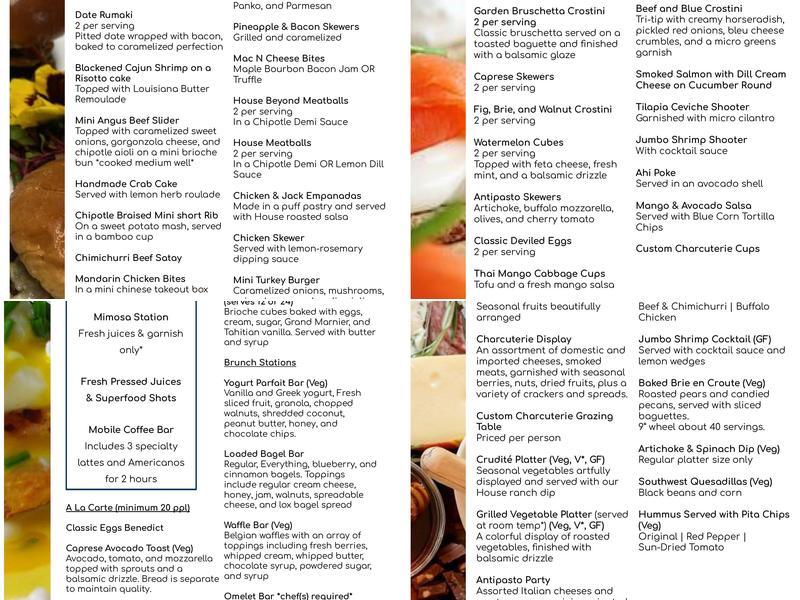 California's Best Catering & Events Menu