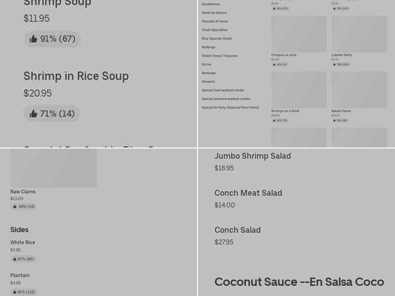 Calle 191 Pescaderia Menu