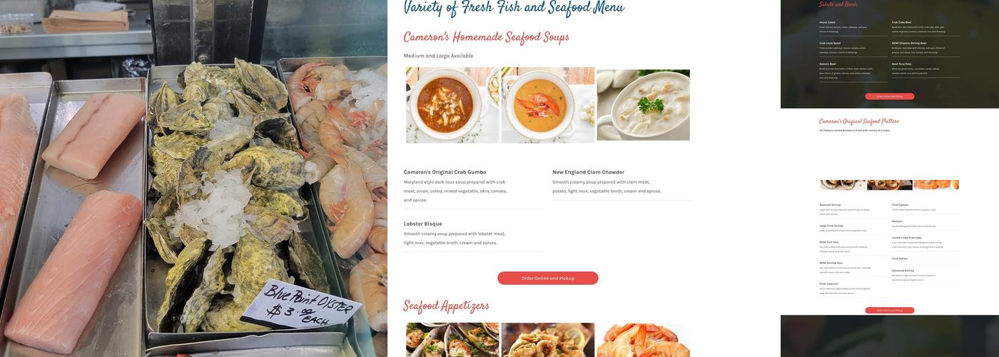 Cameron's Seafood Philly Menu