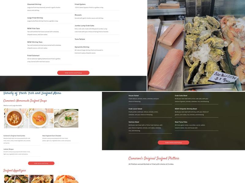 Cameron's Seafood Philly Menu