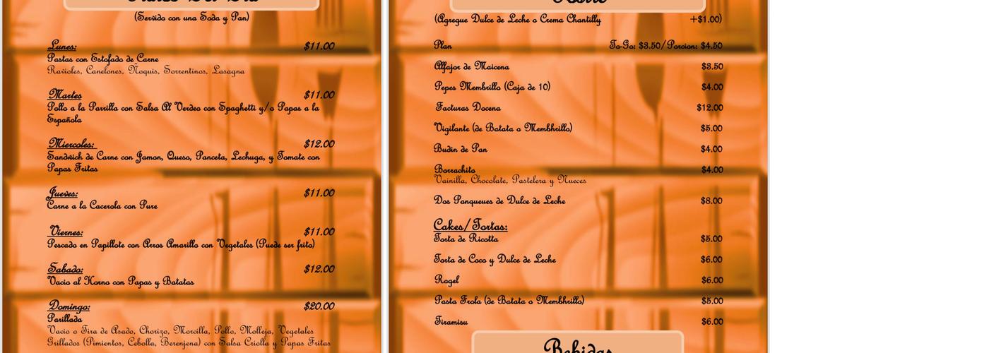 Caminito Way Menu