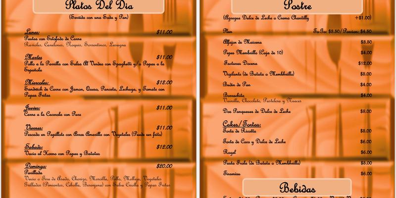 Caminito Way Menu