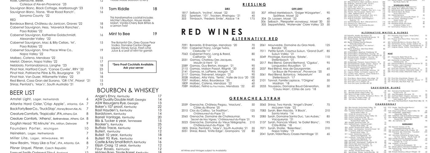 Canoe Menu