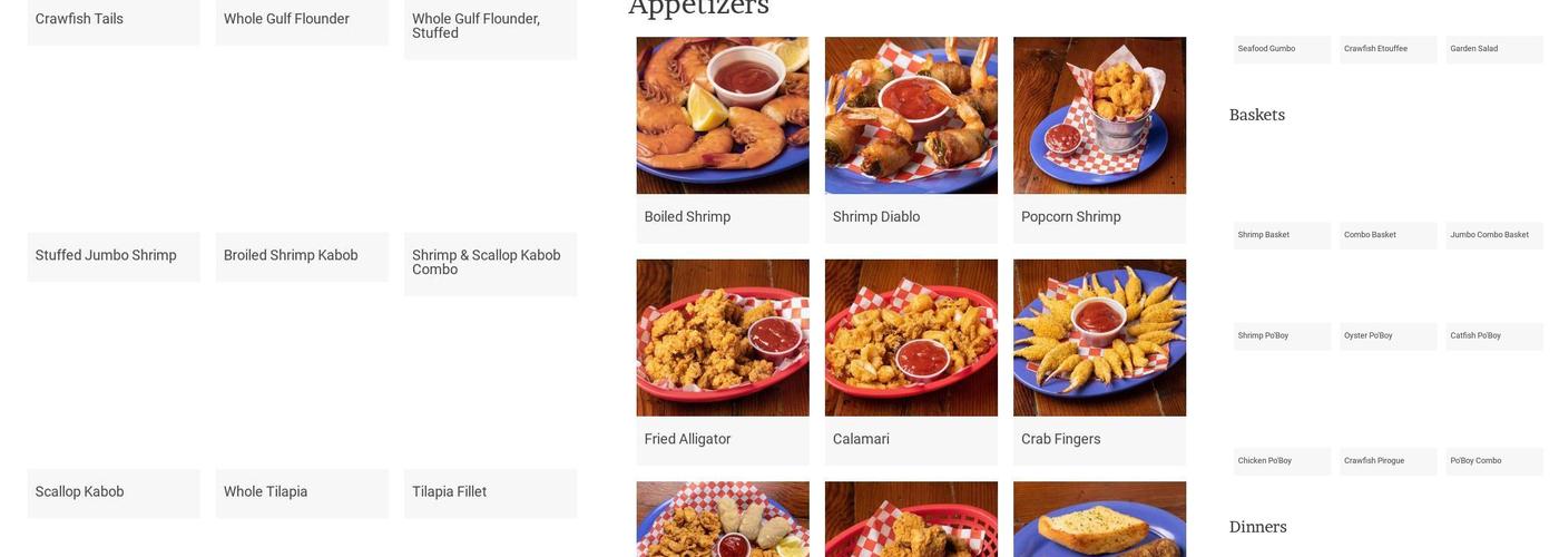 Capt. Benny's Menu