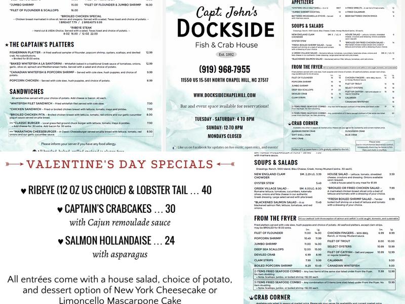 Captain John's Dockside Menu