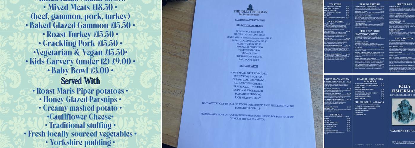 The Jolly Fisherman Menu