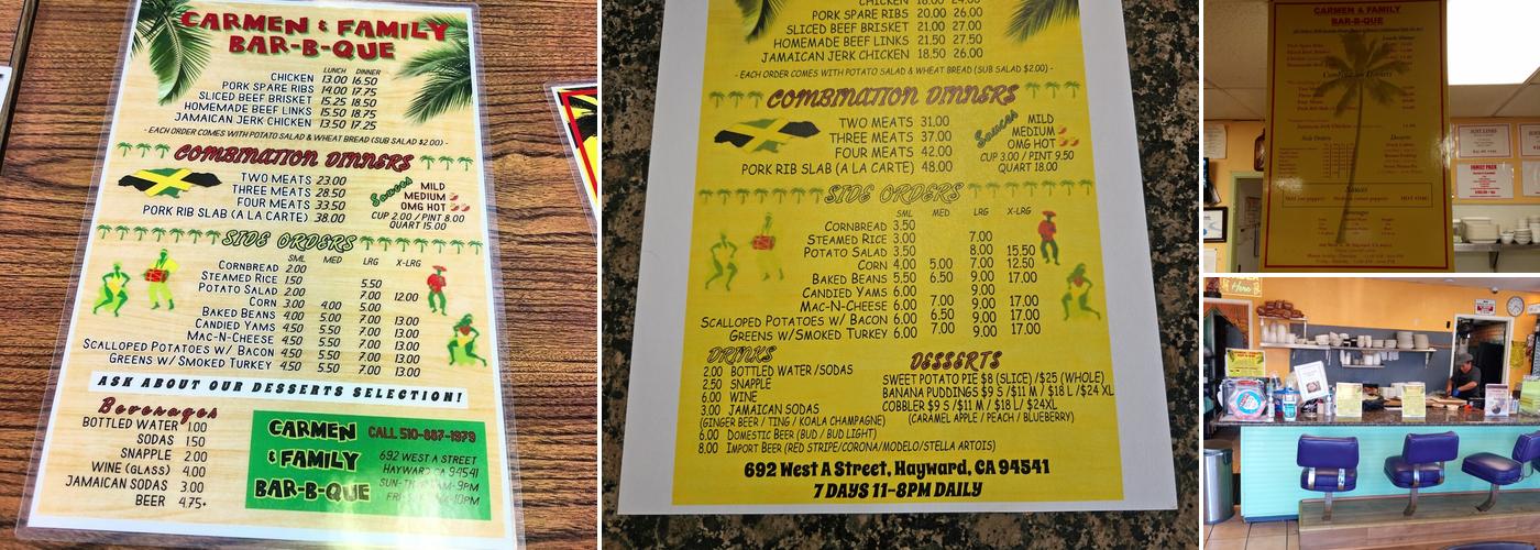 Carmen & Family Bar-B-Q Menu