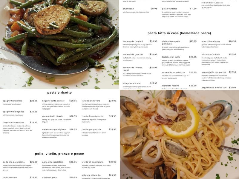 Caro Mio Italian Restaurant Menu