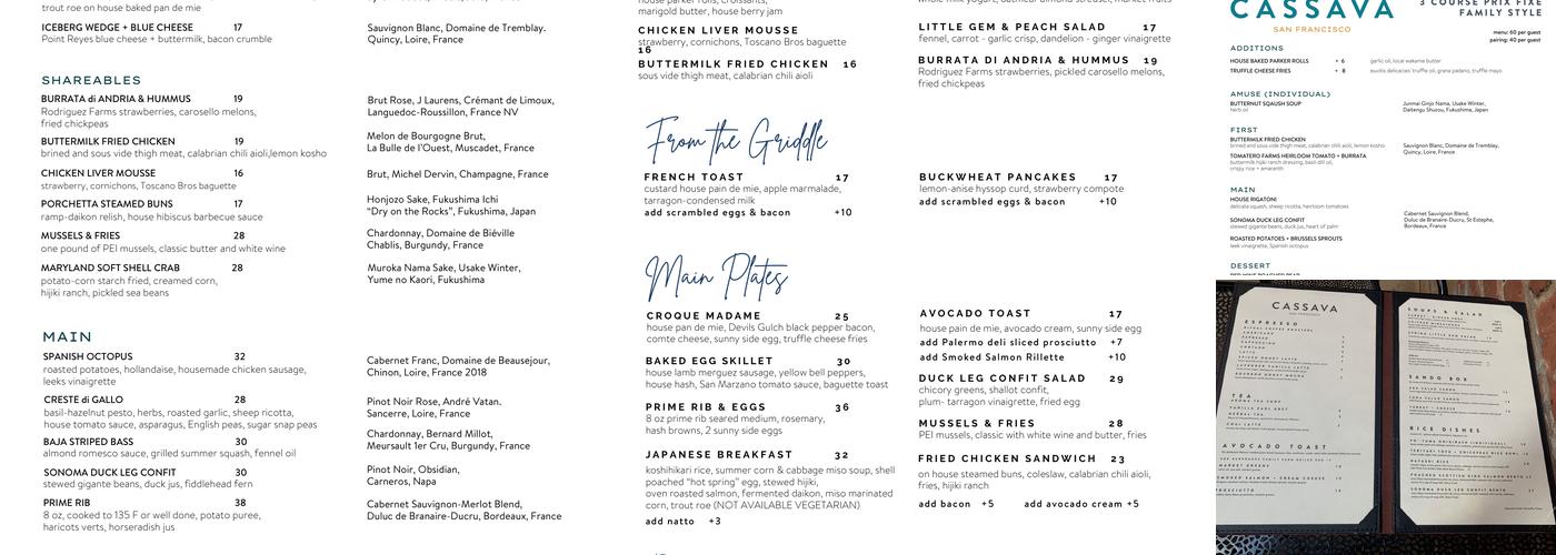 Cassava Menu