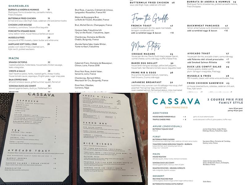 Cassava Menu