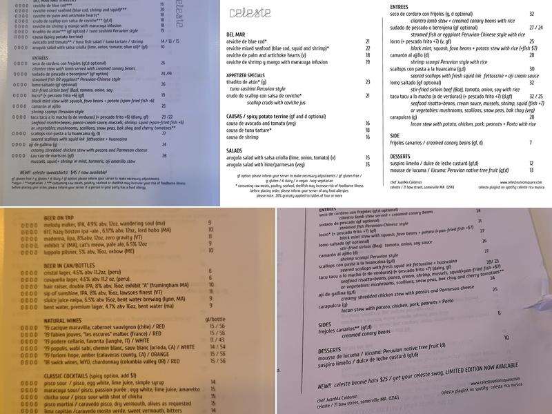 Celeste Menu