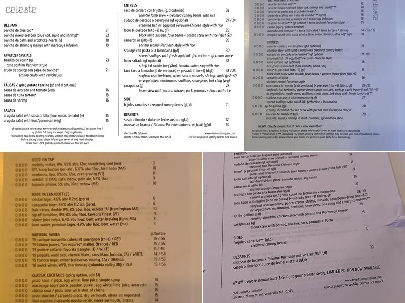 Celeste Menu