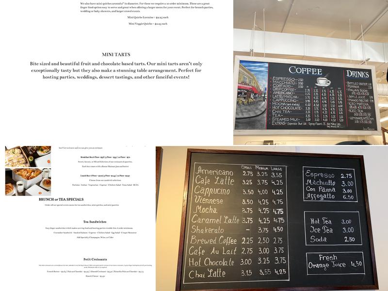 Petit Pierre Bakery Menu