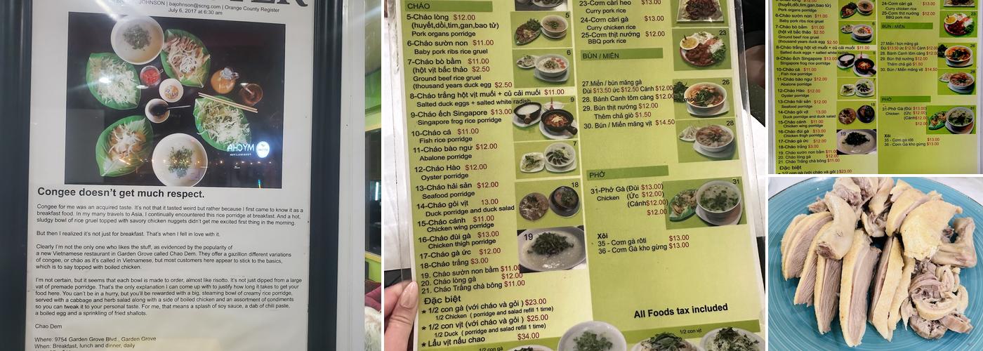 Cháo Đêm Menu