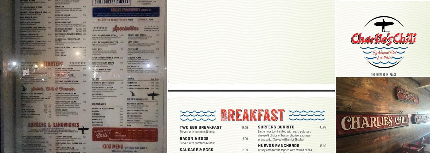 Charlie's Chili Restaurant Menu