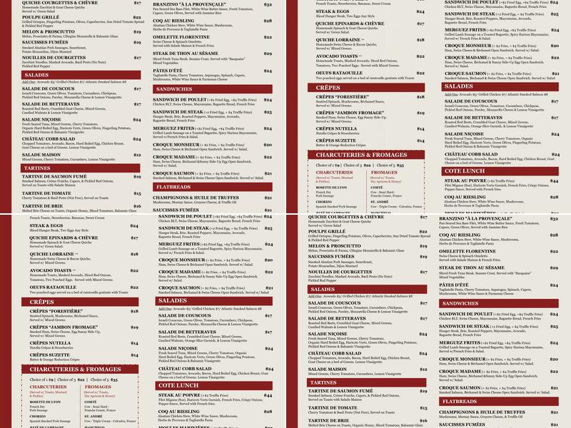 Château 49 Menu