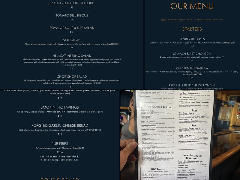 Chatterbox Pub Menu