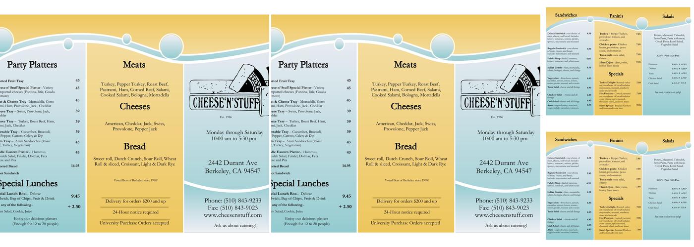 Cheese 'n Stuff Menu