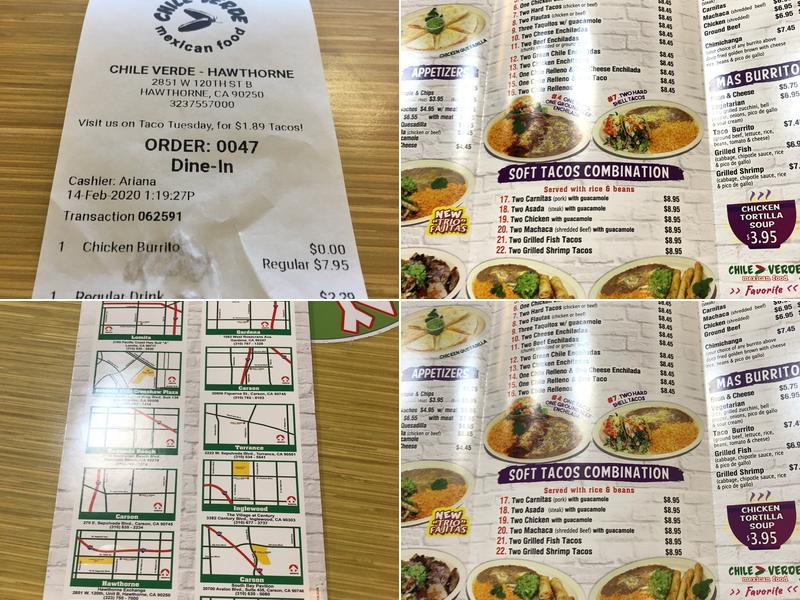 Chile Verde Menu