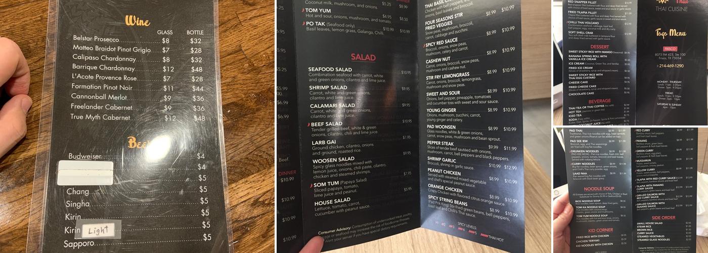 Chilli Thai Menu