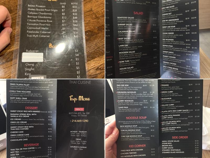 Chilli Thai Menu