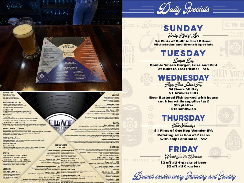 Chilly Water Brewing Company Menu