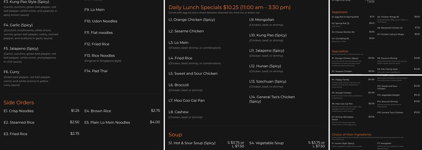 China Island Restaurant Menu