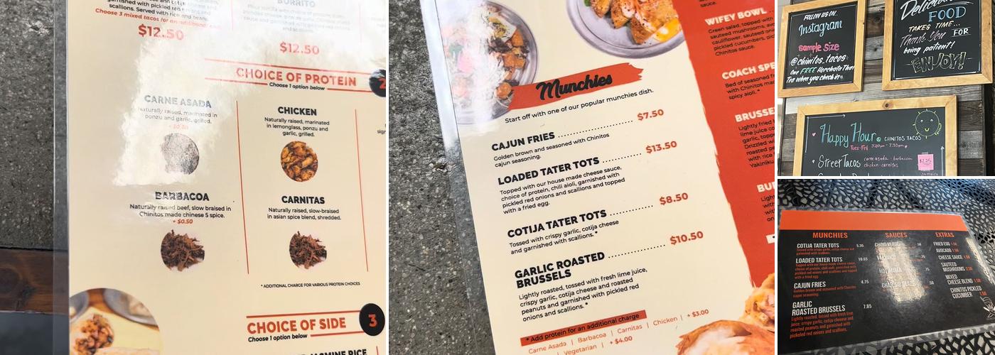 Chinitos Tacos Menu