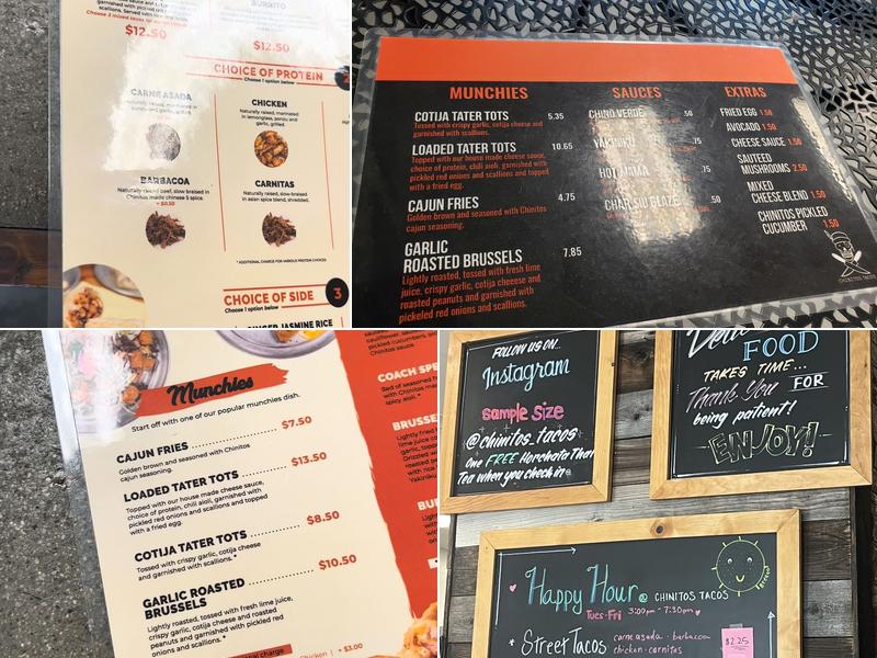Chinitos Tacos Menu