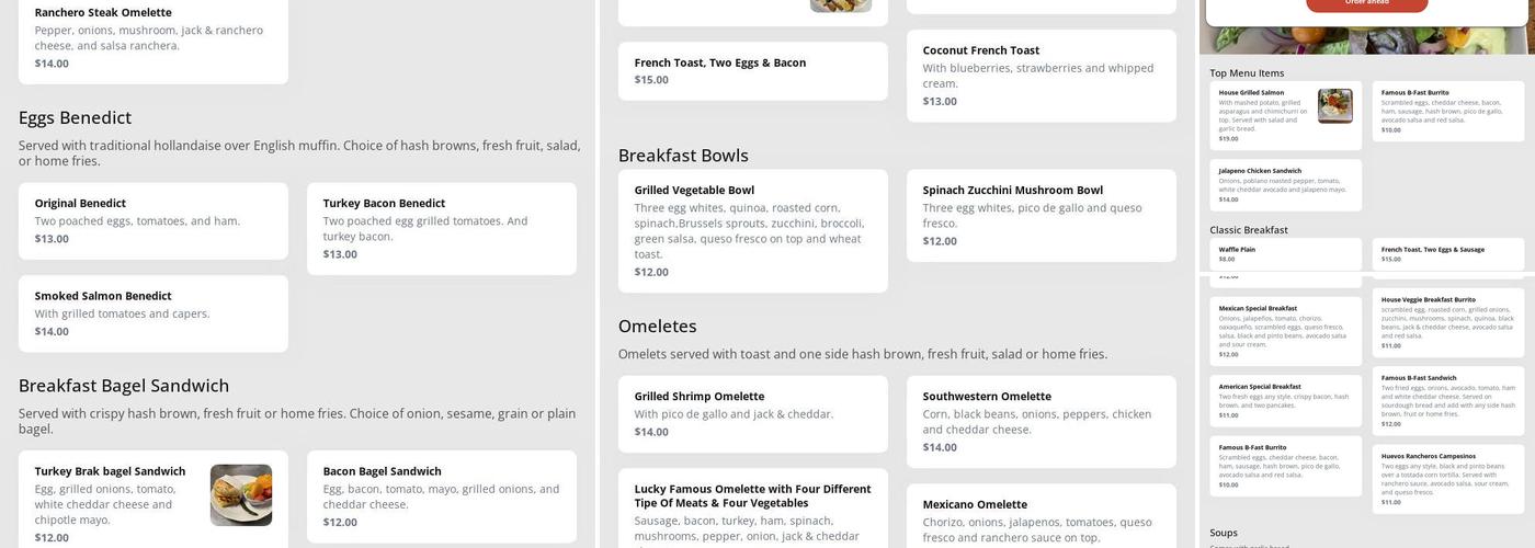 Chocolate Cafe Menu