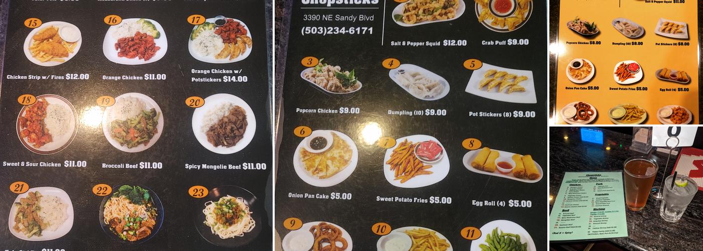 Chopsticks Menu