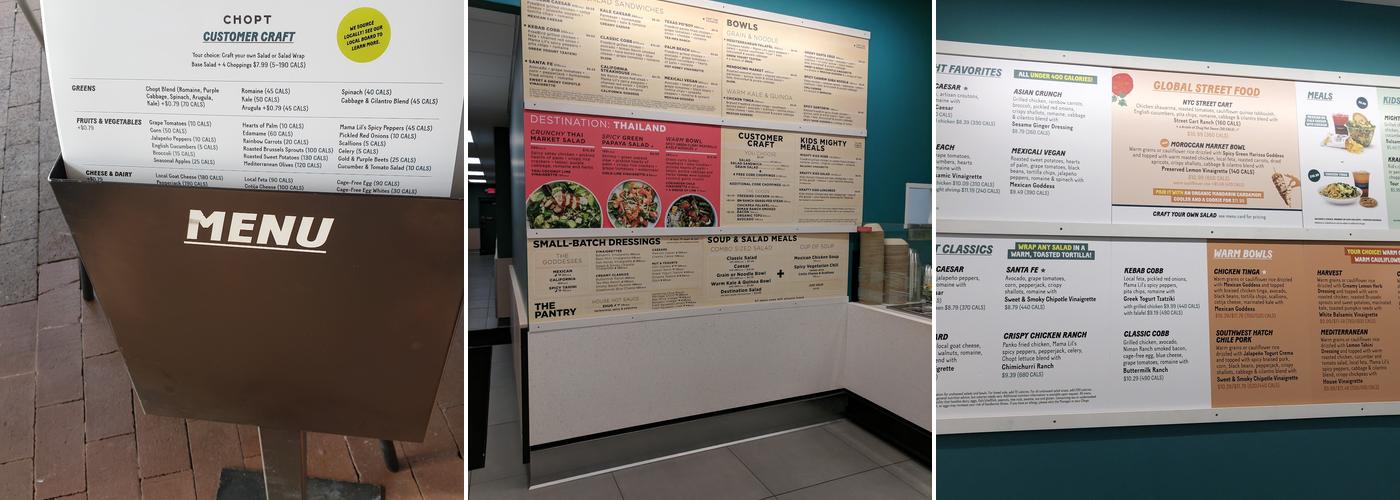 Chopt Creative Salad Co. Menu