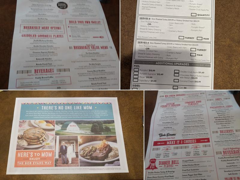 Bob Evans Menu