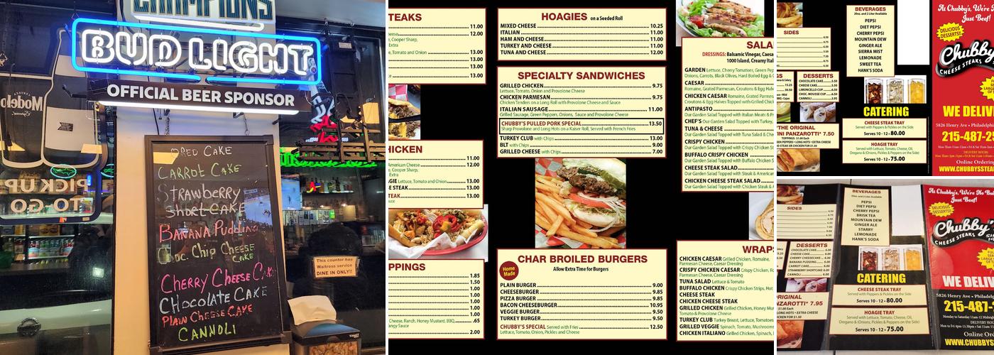 Chubby's Steaks Menu