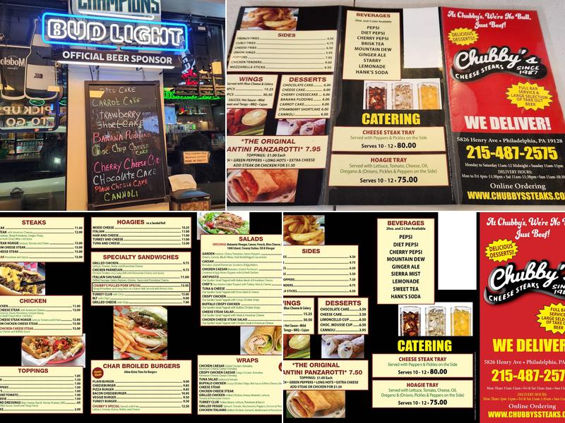Chubby's Steaks Menu