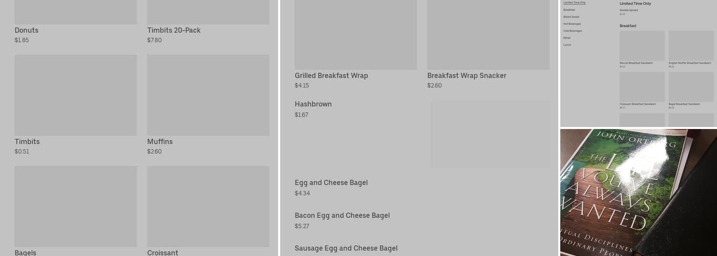 Tim Hortons Menu