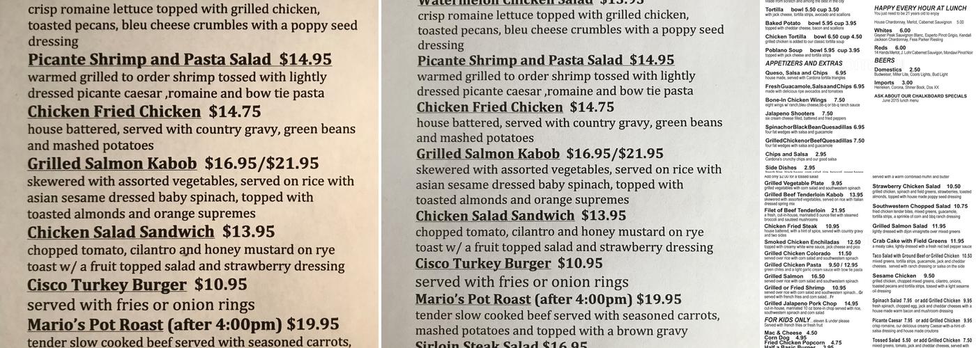 Cisco Grill Menu